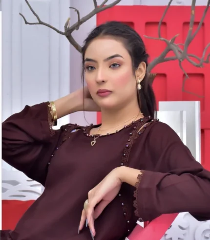 2 piece karandi pearl detailed dress