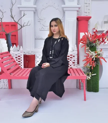 2 piece petal neck viscose dress