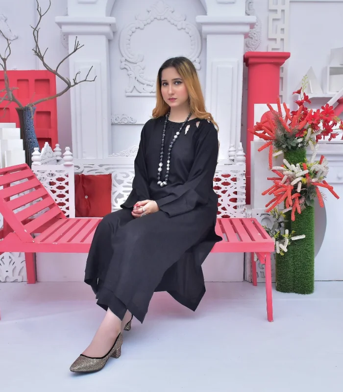 2 piece petal neck viscose dress